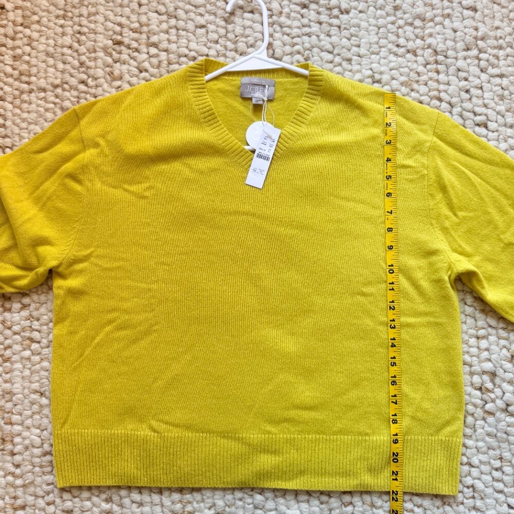 J. Crew Cashmere High V-Neck Sweater NWT | Yellow (Size XL) - Picture 4 of 6